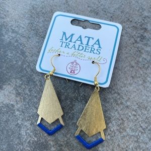 Handmade Fair Trade Blue Threaded Arrow Earrings